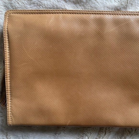 VTG Bottega Veneta Leather Clutch Purse 90s Tan Camel Bag Tassel Vintage - Picture 5 of 6